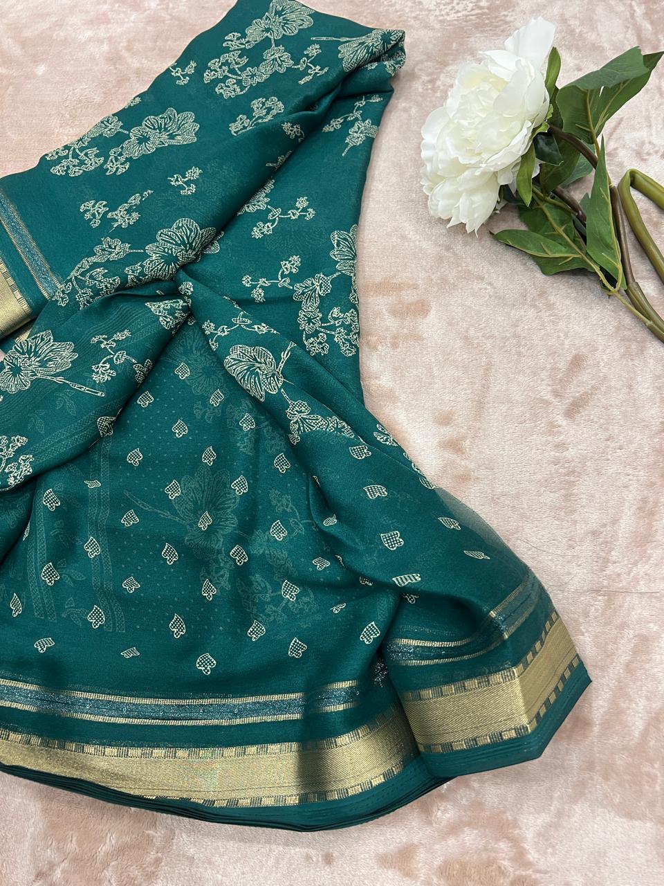 Gold zari border detail close-up