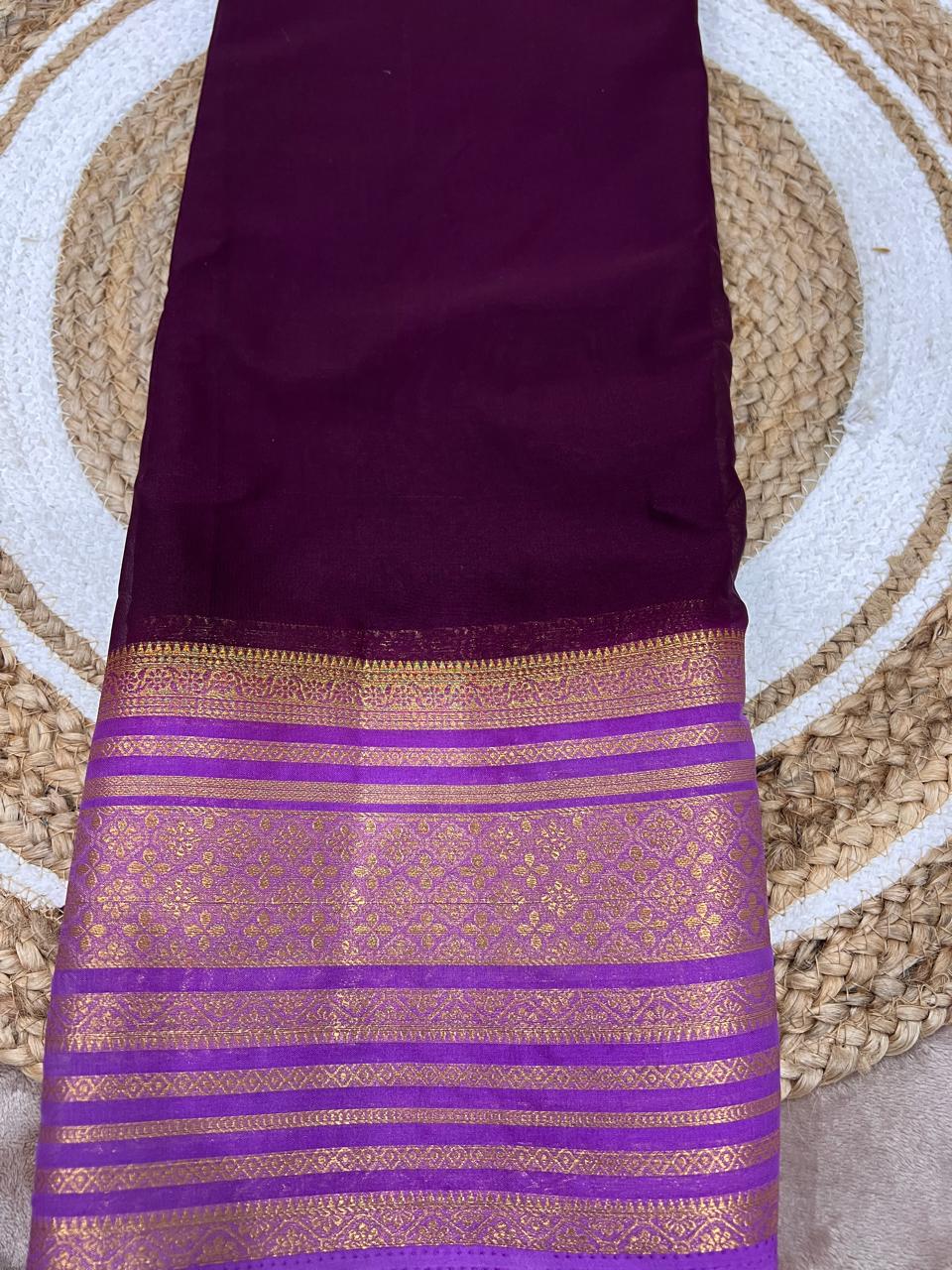 Royal Plum Saree - violet and plum contrast detail